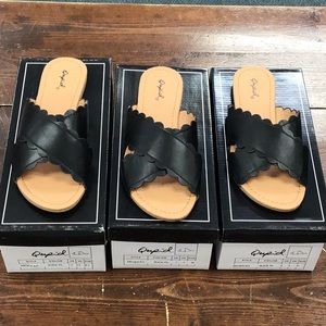 Black Scalloped Slides